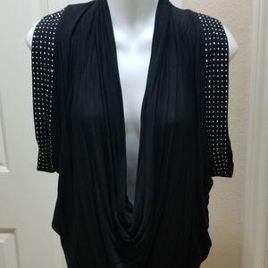 NEW!  Beautiful Black Blouse with Silver Studs